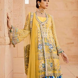 Yellow Georgette Designer Suit with Heavy Embroidery