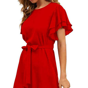 Red Solid Evening dress