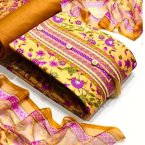 Yellow Cotton Suit with Dupatta