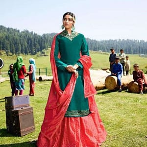 Satin Georgette Suit with Embroidery