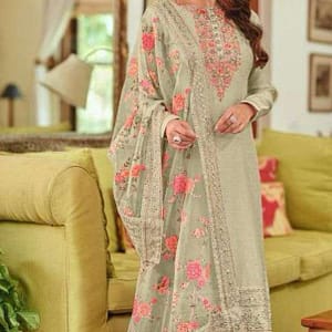 Viscose Silk Suit with Heavy Embroidery