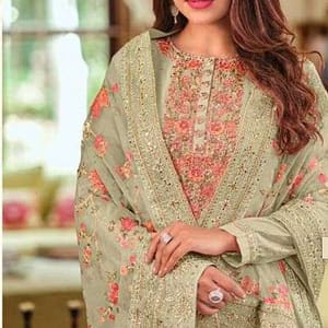 Viscose Silk Suit with Heavy Embroidery