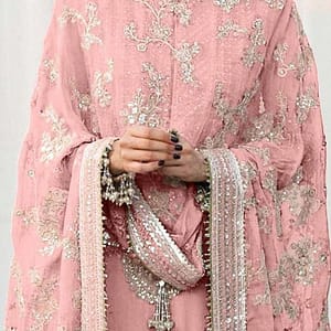 Pink Embellished Georgette Suit with Dupatta