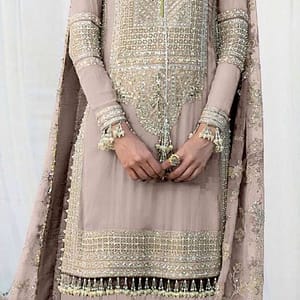Grey Embellished Georgette Suit with Dupatta