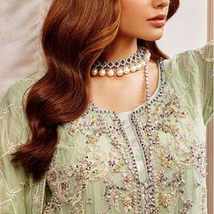 Pista Green Suit Dupatta Embroidered