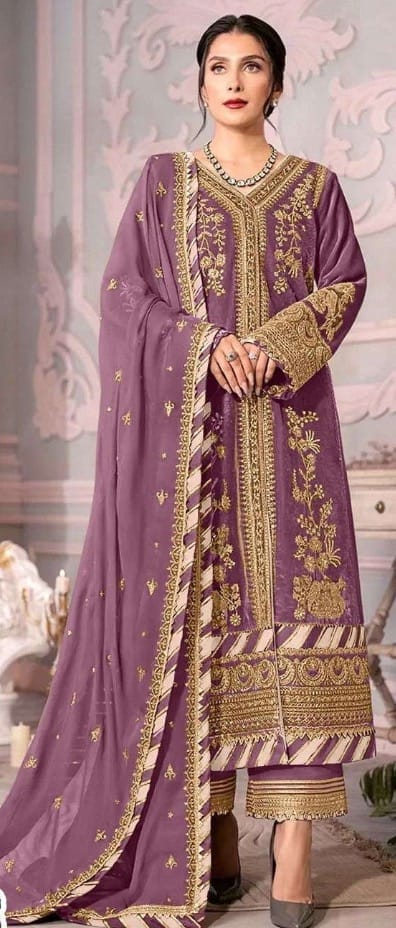 Purple Exquisite Suit Embroidered