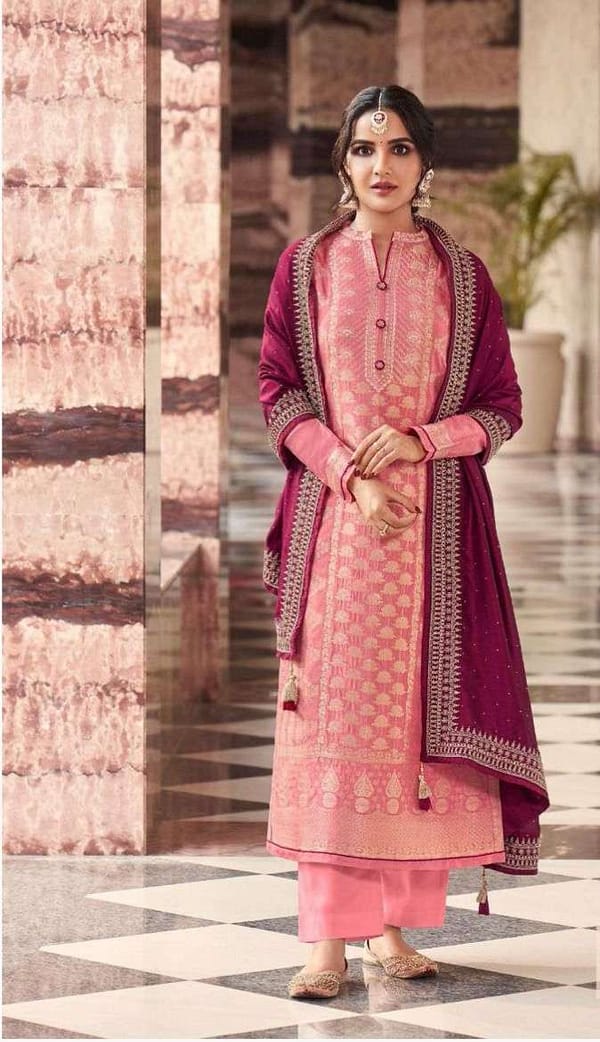 Dola Silk Suit with Heavy Embroidery
