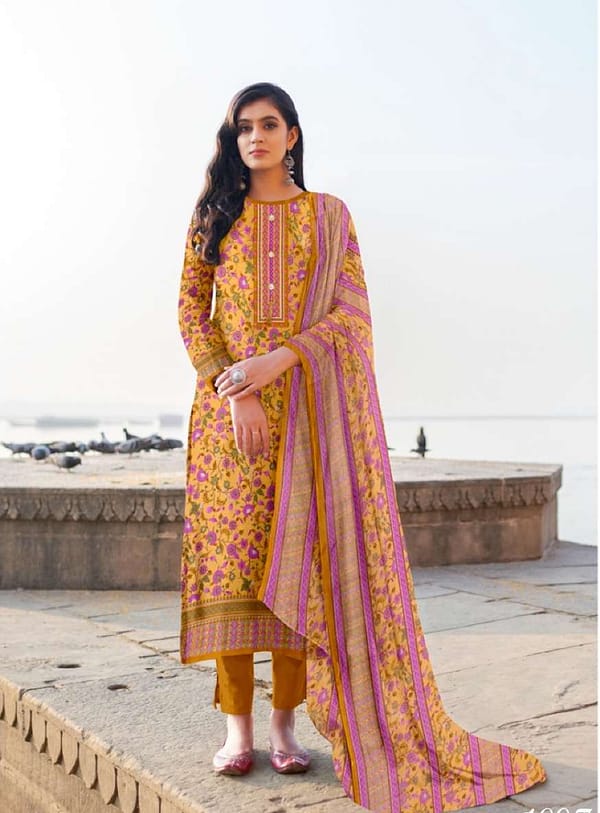 Yellow Cotton Suit with Dupatta