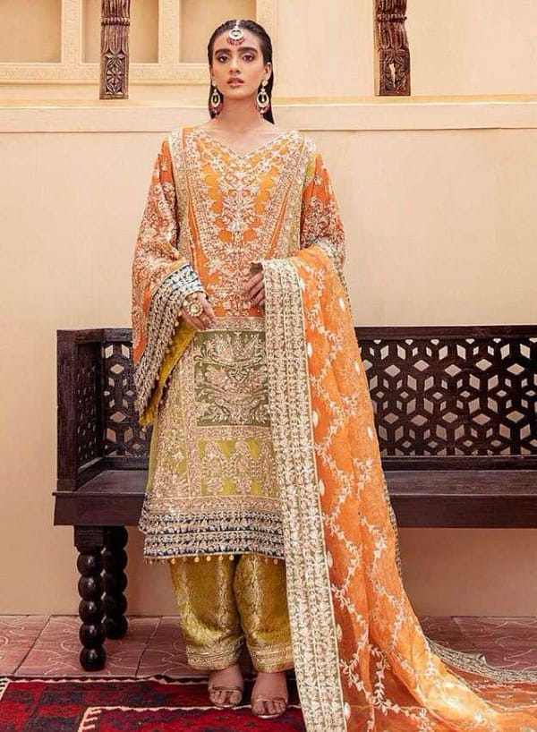 Organza Dupatta Suit with Embroidery