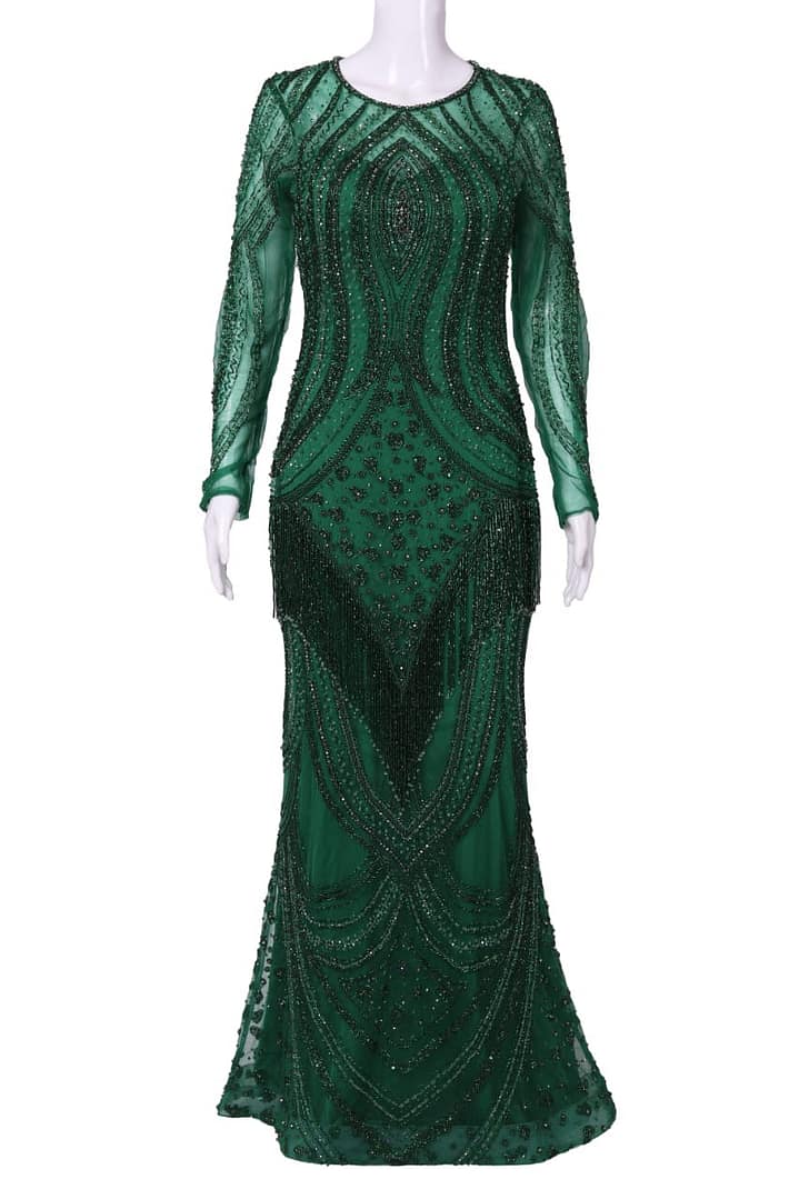 Z by Rehan Green Cocktail Gown