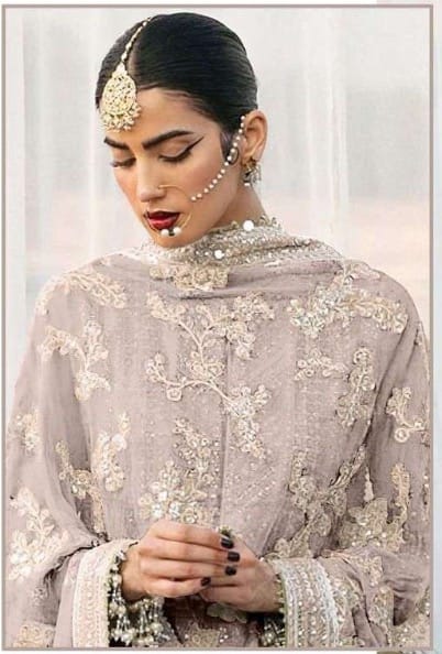 Grey Embellished Georgette Suit with Dupatta